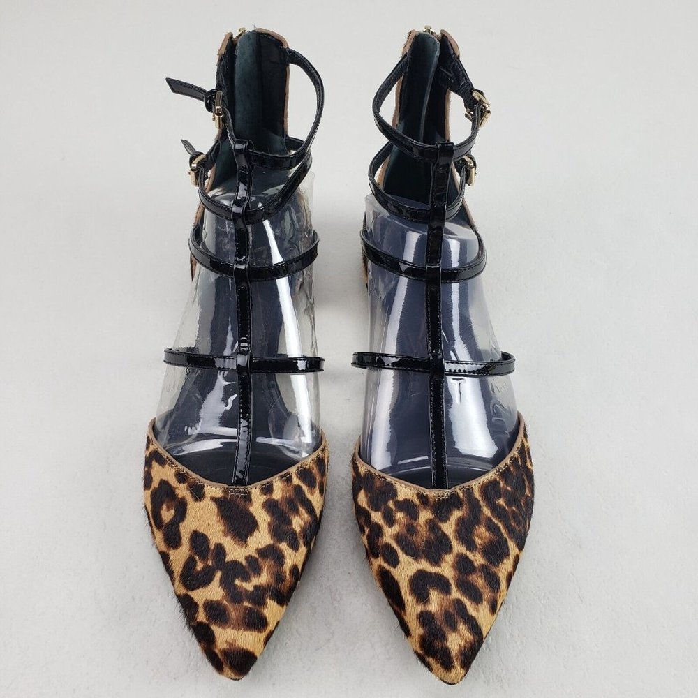 Marc Fisher Scoutly Cage Calf Hair Flats Womens 7.5 Leopard Print Pointed Toe - Picture 3 of 12